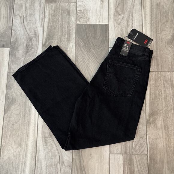 Levis Jeans Womens 31 Black Denim Pants Premium High Loose Wide Leg Baggy NWT - Picture 1 of 10